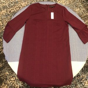 Maroon Textured Bell Sleeve Dress